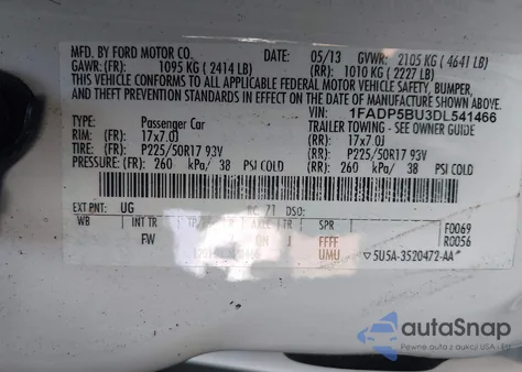 2013 Ford C-Max Hybrid Sel из США, поврежденный, VIN 1FADP5BU3DL541466